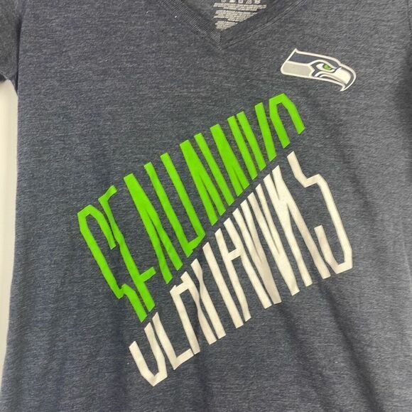 Nike Slim Women's Seattle Seahawks V-Neck Short Sleeve T-Shirt Blue Gray Small - Picture 3 of 7